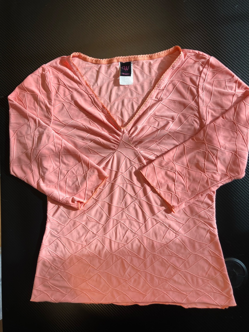 Wrapper Peach Pique V-Neck Top